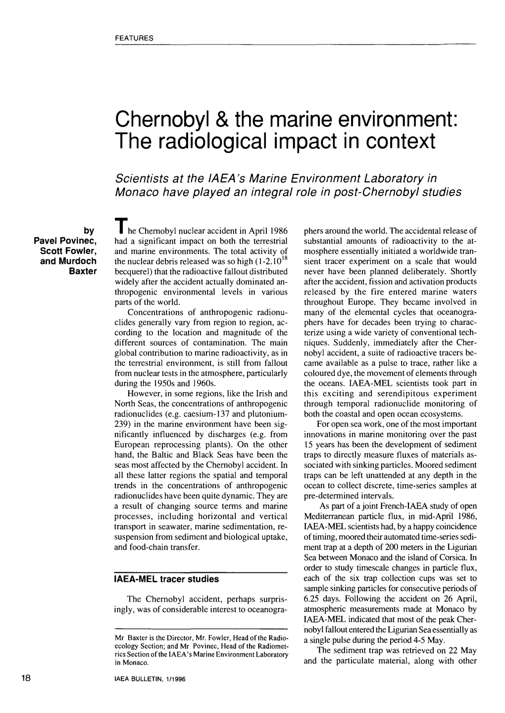 Chernobyl & the Marine Environment: the Radiological Impact in Context