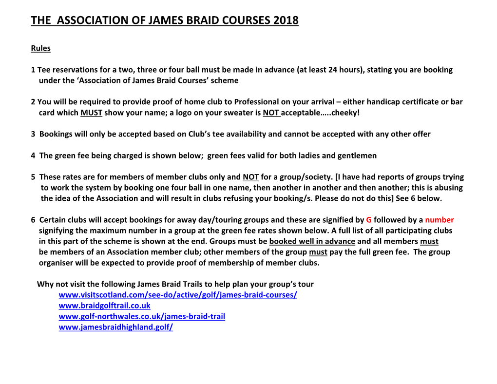The Association of James Braid Courses 2018