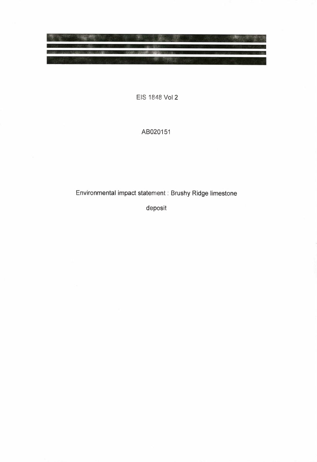 EIS 1848 Vol 2 AB020151 Environmental Impact Statement: Brushy