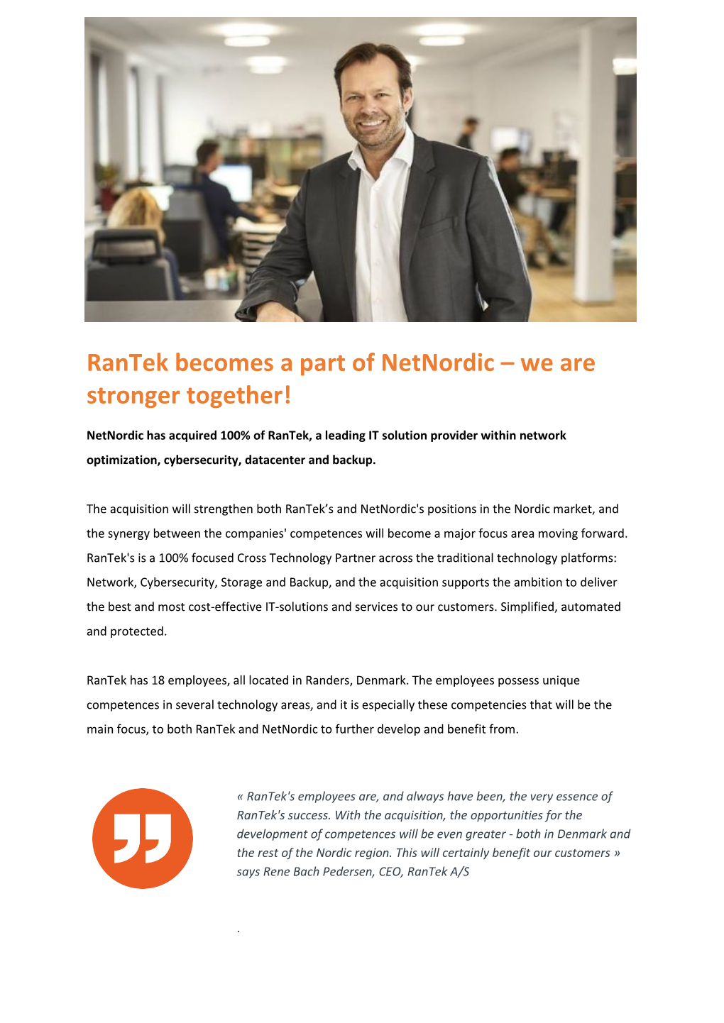 Rantek Becomes a Part of Netnordic – We Are Stronger Together!