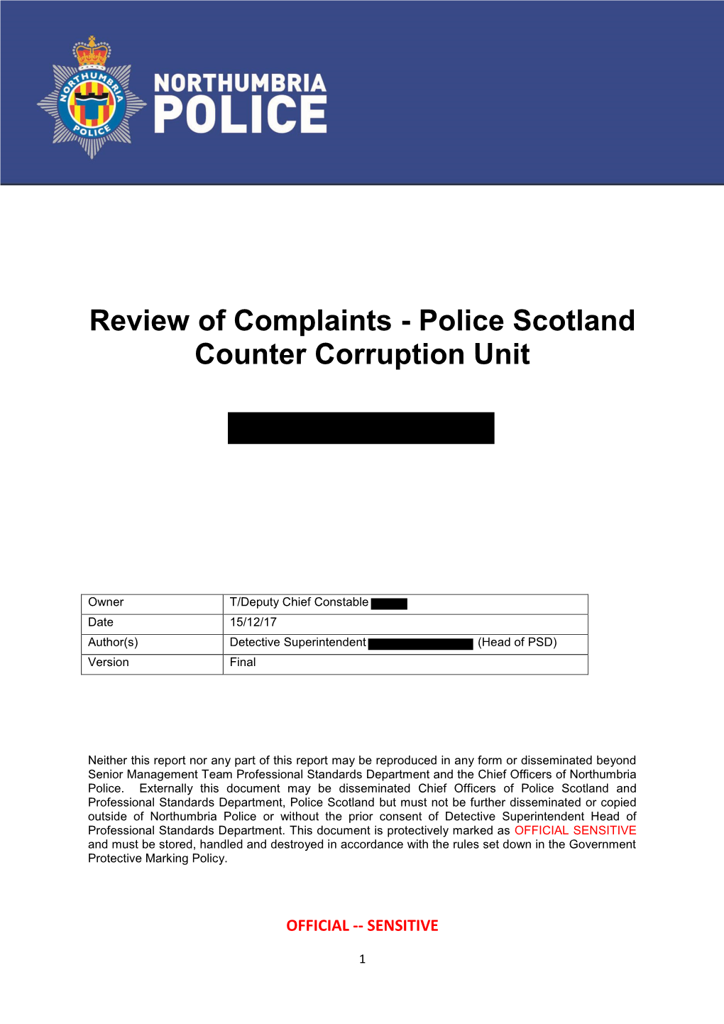 Police Scotland Counter Corruption Unit