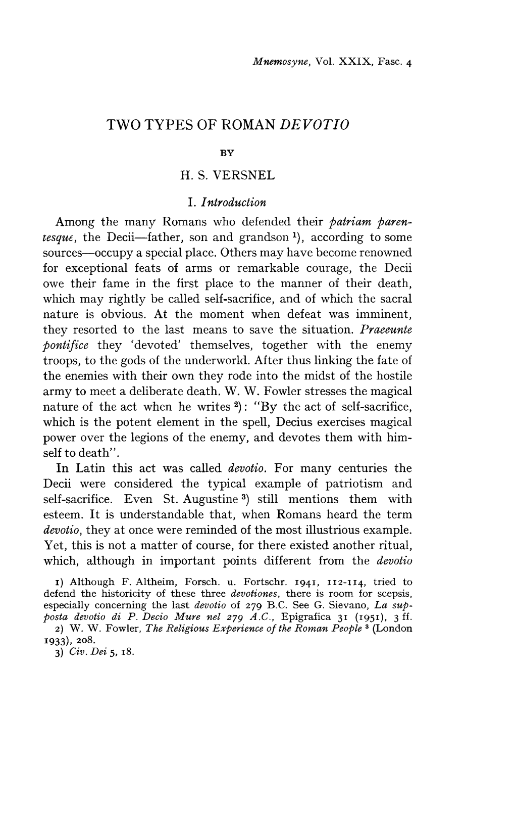 Two Types of Roman Devotio by Hs Versnel I