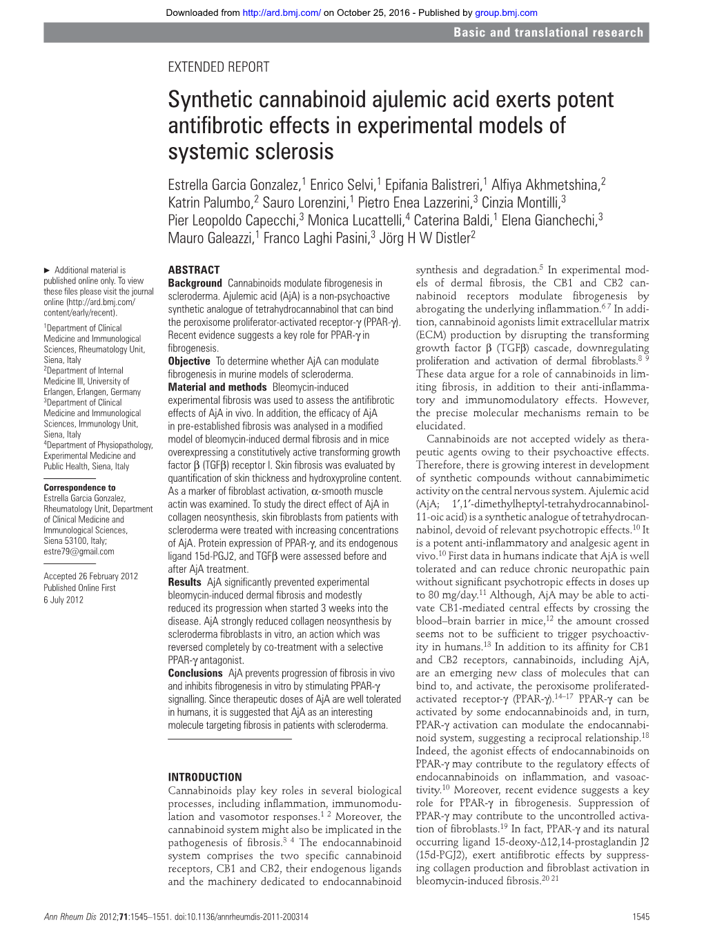 Synthetic Cannabinoid Ajulemic Acid Exerts Potent Antifibrotic Effects In