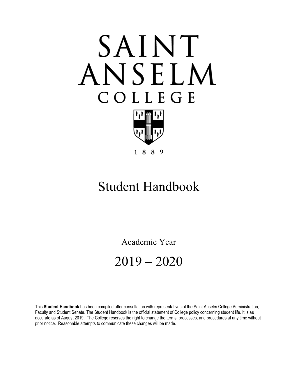 Student Handbook 2019 – 2020