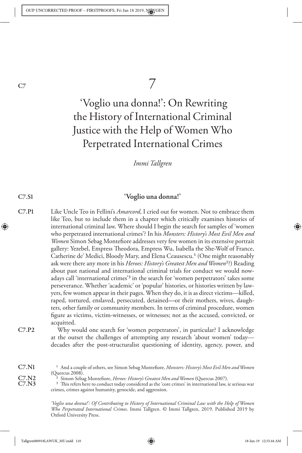 'Voglio Una Donna!': on Rewriting the History of International Criminal Justice with the Help of Women Who Perpetrated