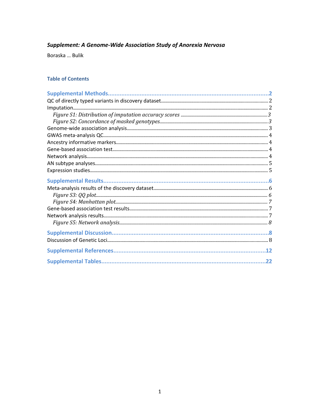 Supplement: a Genome-Wide Association Study of Anorexia Nervosa