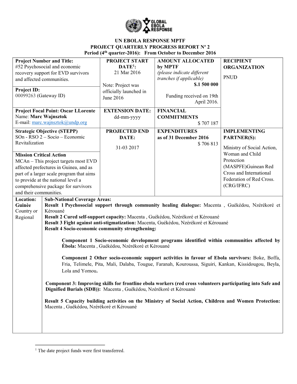 Un Ebola Response Mptf Project