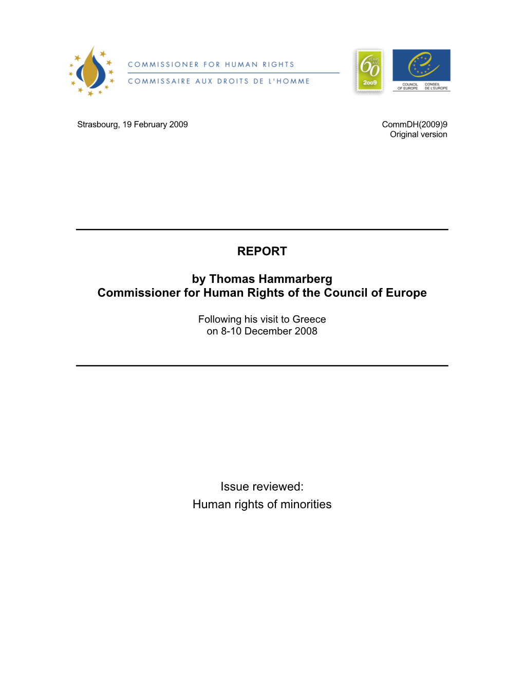 Human Rights of Minorities Commdh(2009)9