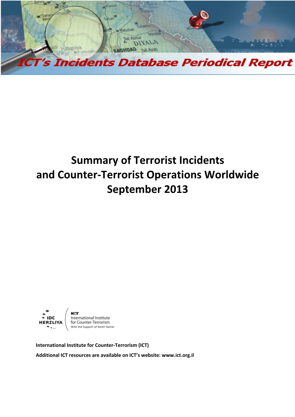 Summary of Terrorist Incidents and Counter-Terrorist Operations Worldwide September 2013