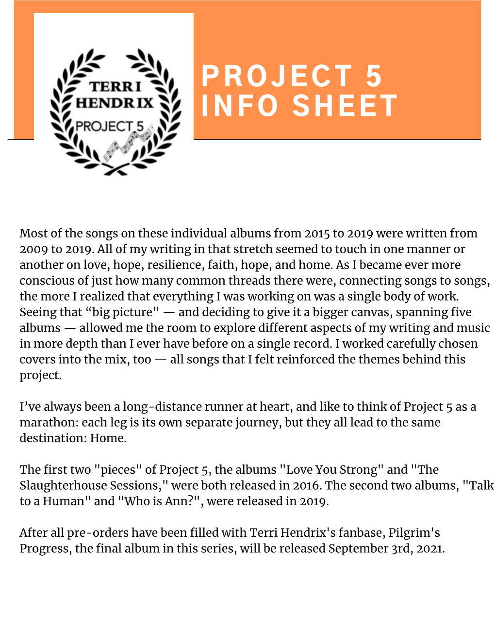 Project 5 Info Sheet