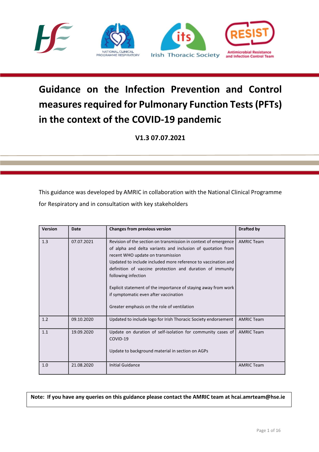 Guidance on the Infection Prevention and Control Measures Required for Pulmonary Function Tests (Pfts) in the Context of the COVID-19 Pandemic