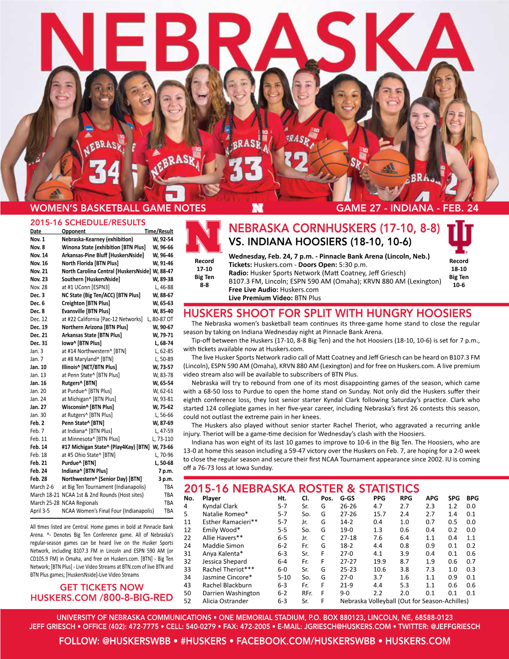 Women's Basketball Game Notes