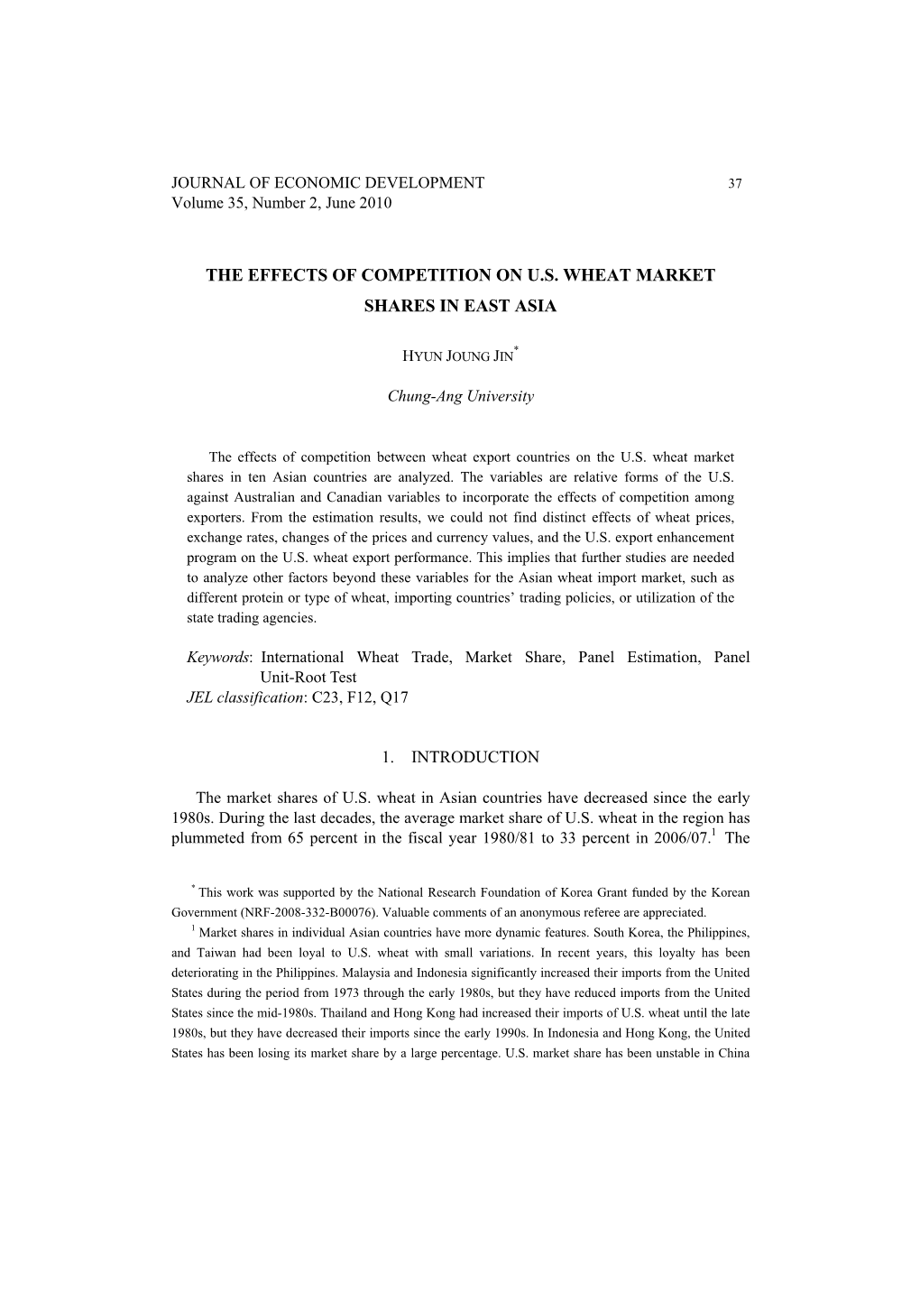 The Effects of Competition on U.S. Wheat Market Shares in East Asia