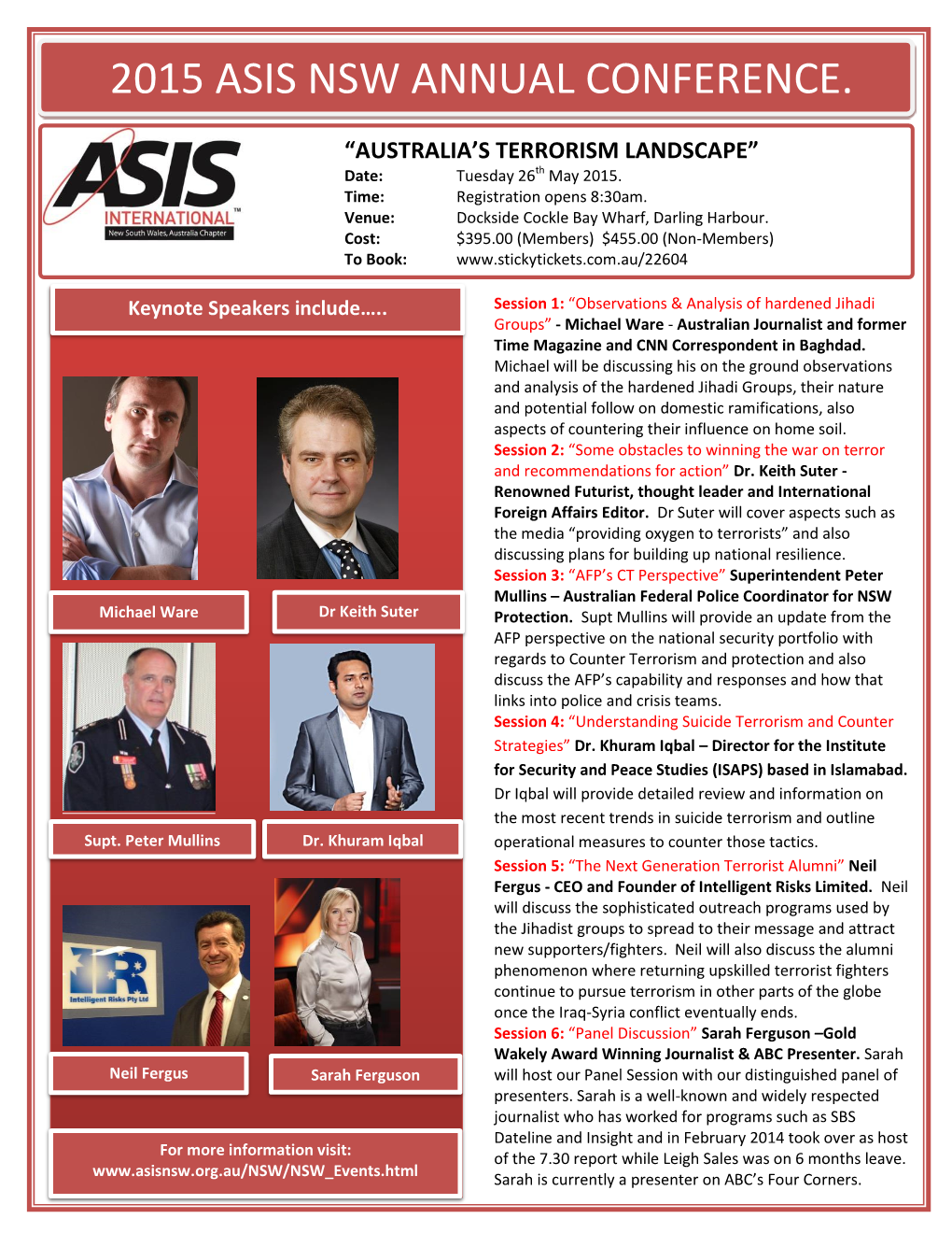 2015 Asis Nsw Annual Conference