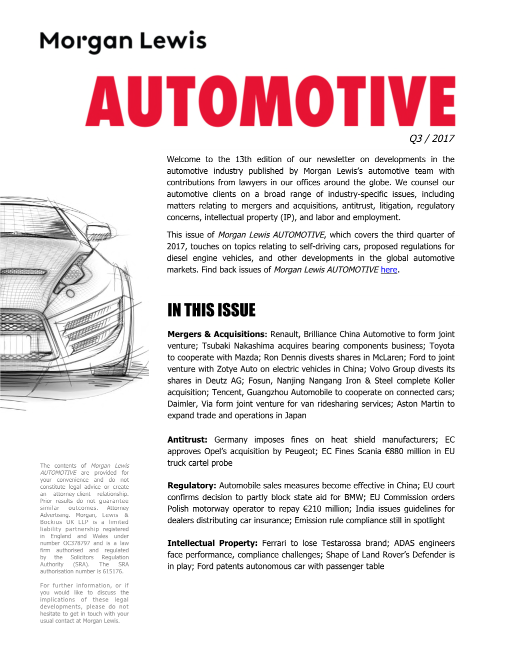 Read the Latest Issue of Morgan Lewis Automotive