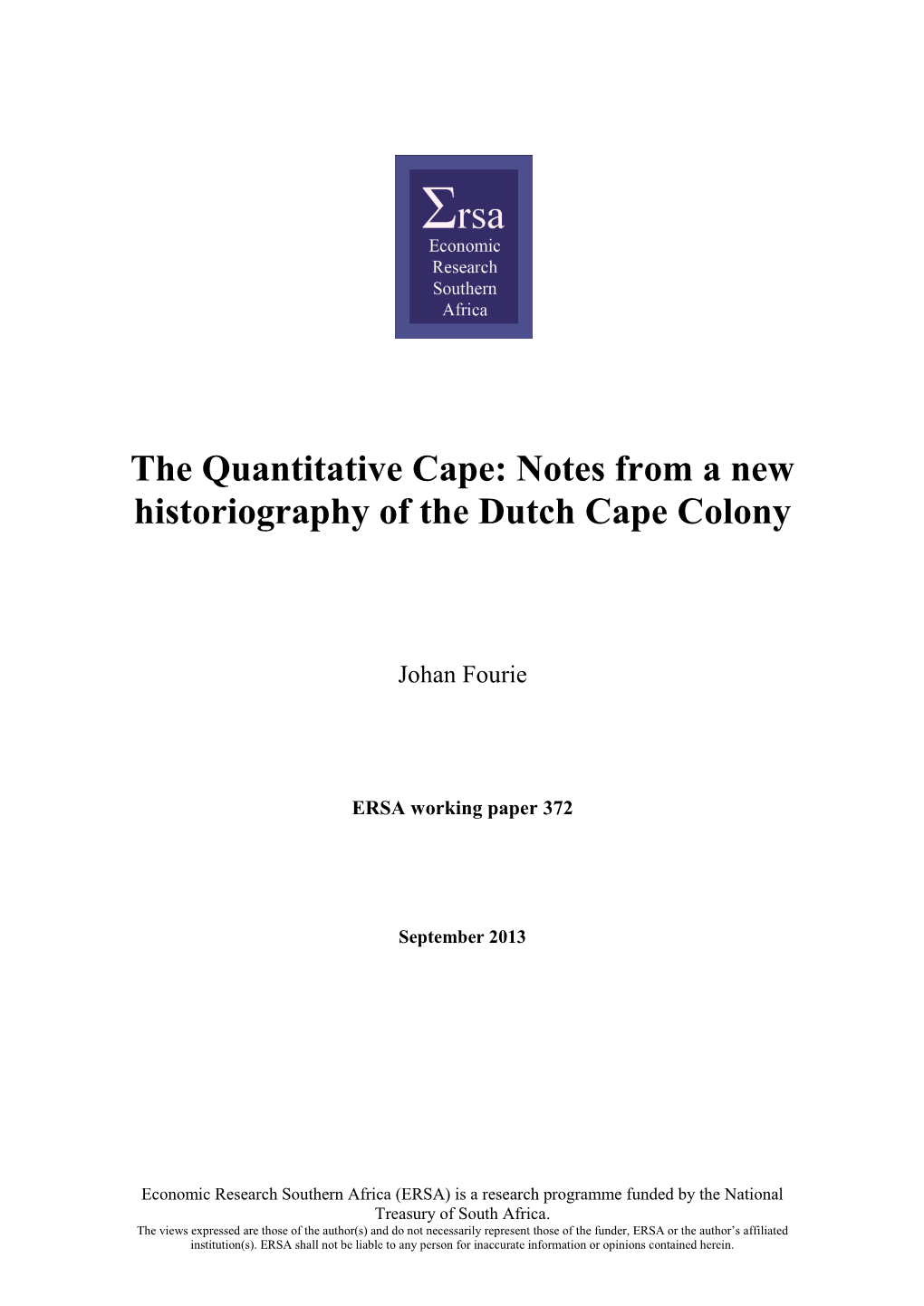 Notes from a New Historiography of the Dutch Cape Colony