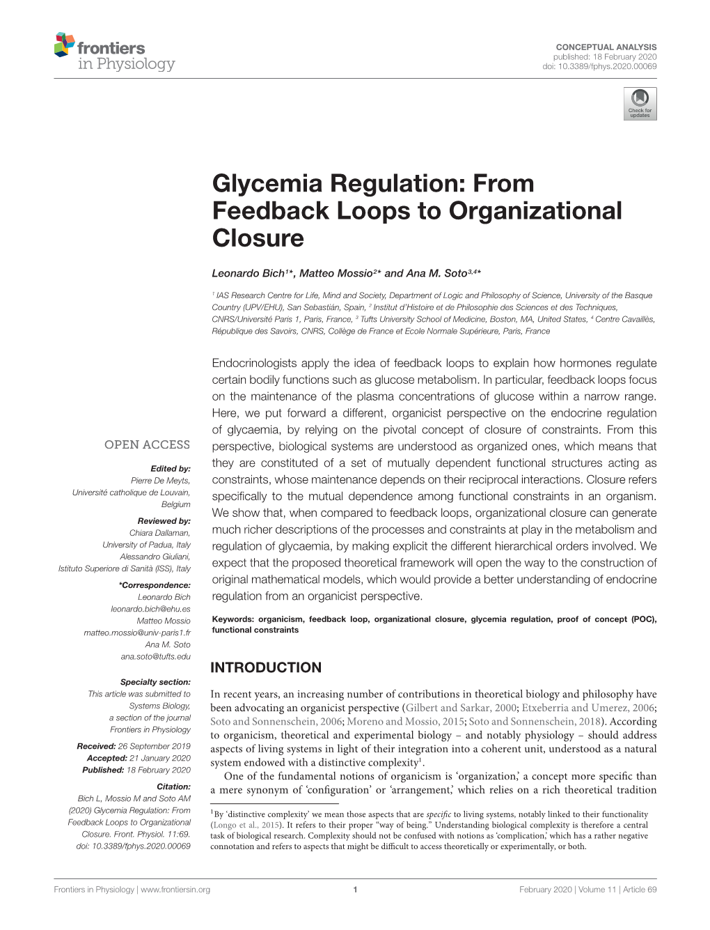 Glycemia Regulation: from Feedback Loops to Organizational Closure
