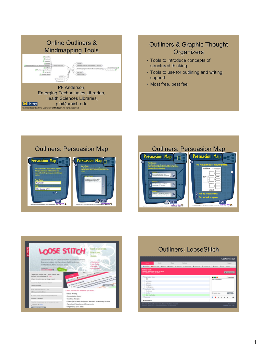 Outliners, Thought Organizers, Mindmapping, Timelines, & More