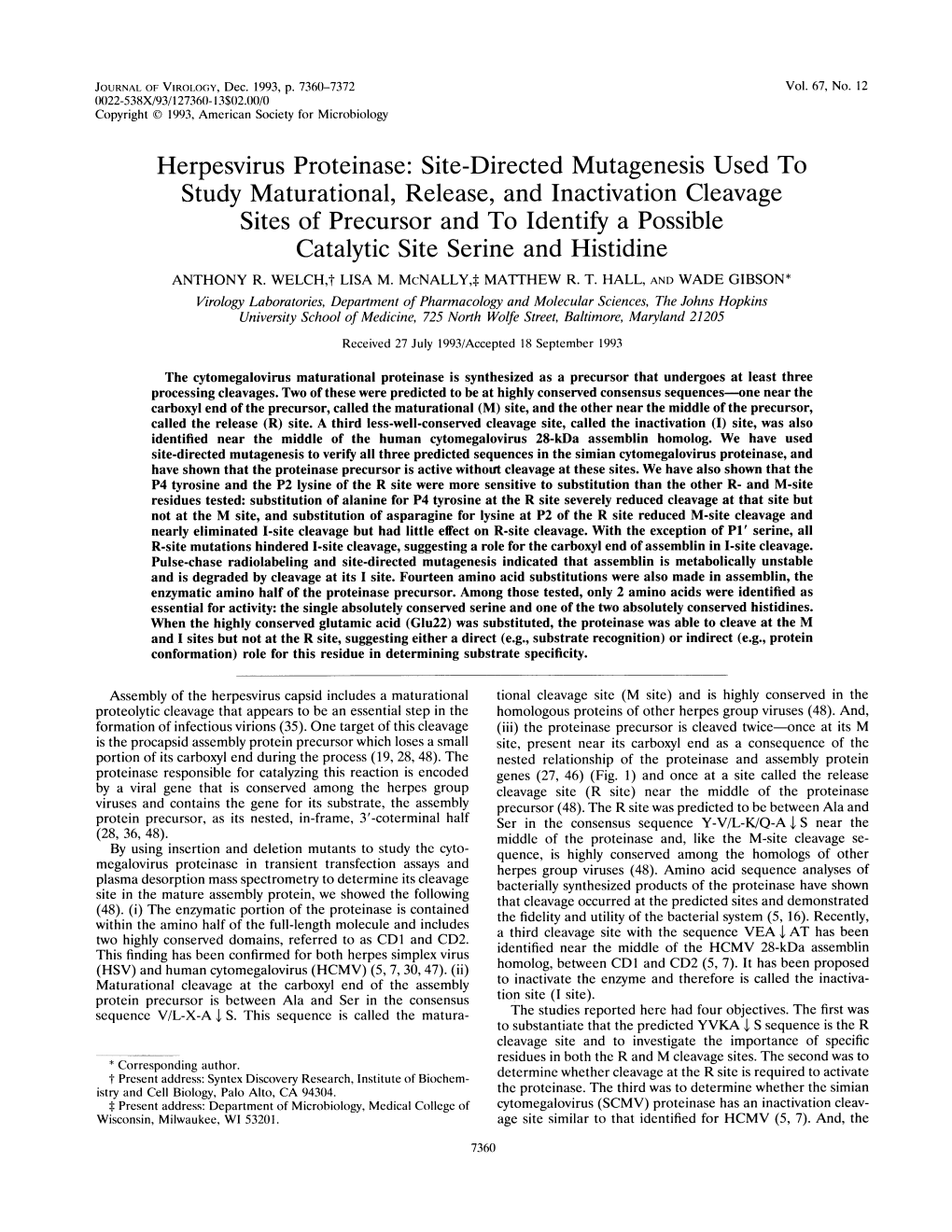 Herpesvirus Proteinase