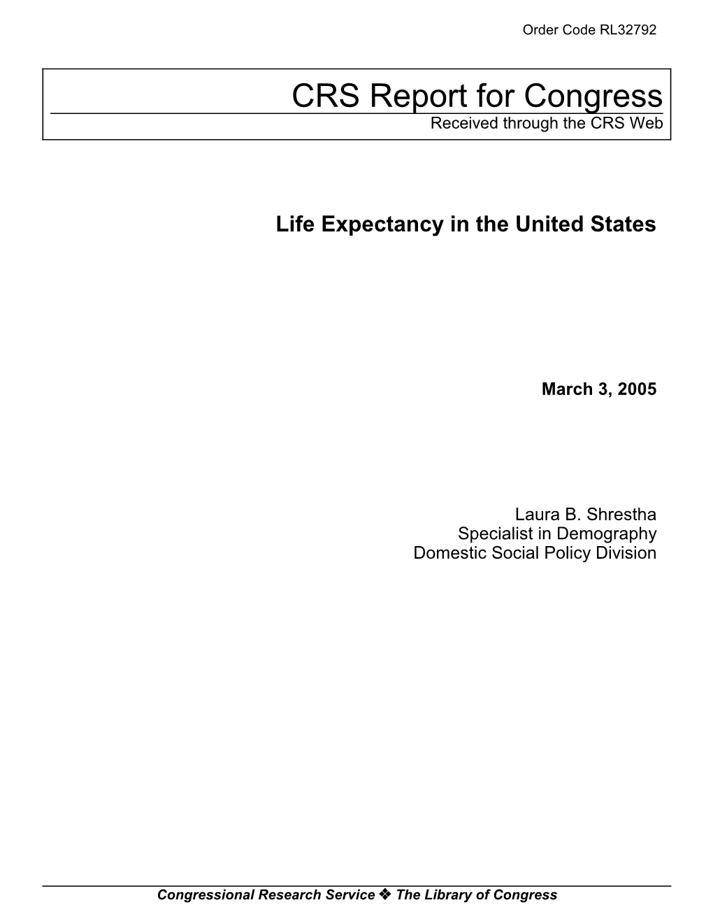 Life Expectancy in the United States