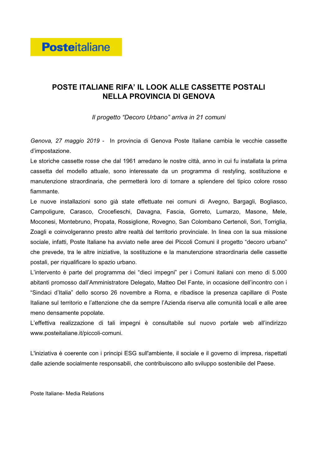 Poste Italiane Rifa' Il Look Alle Cassette Postali Nella
