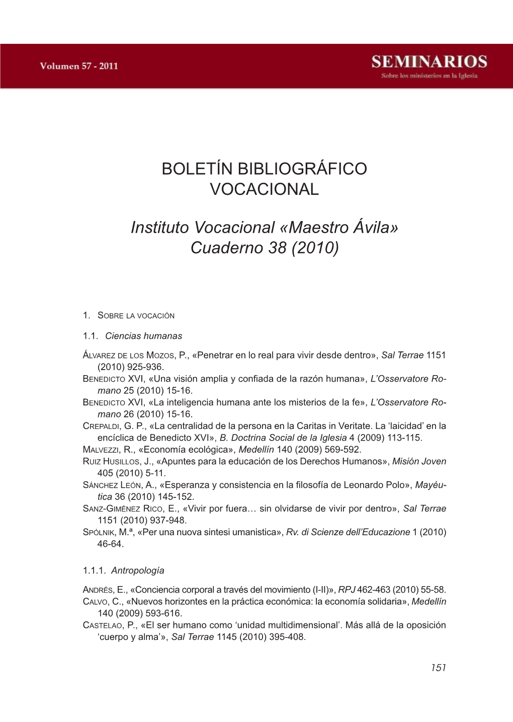 Boletín Bibliográfico Vocacional