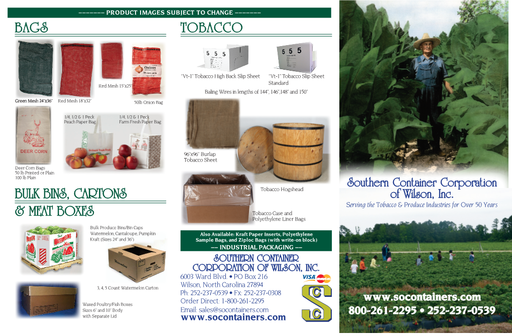 Tobacco Bags Bulk Bins, Cartons & Meat Boxes