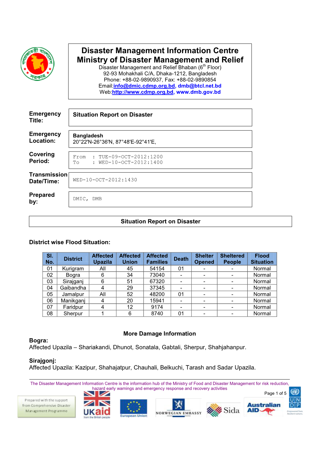 Disaster Management Information Centre Ministry Of