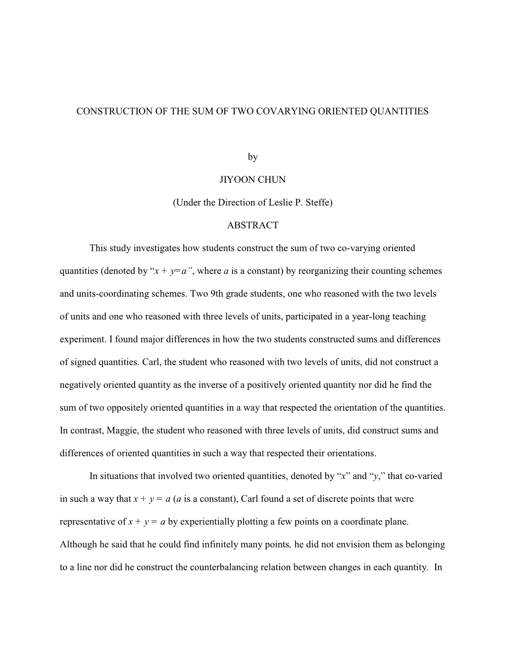 Construction of the Sum of Two Covarying Oriented Quantities