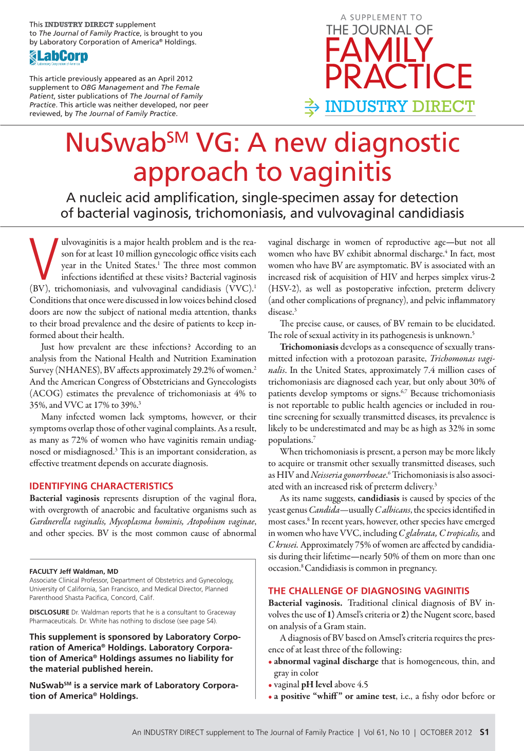 Nuswabsm VG: a New Diagnostic Approach to Vaginitis