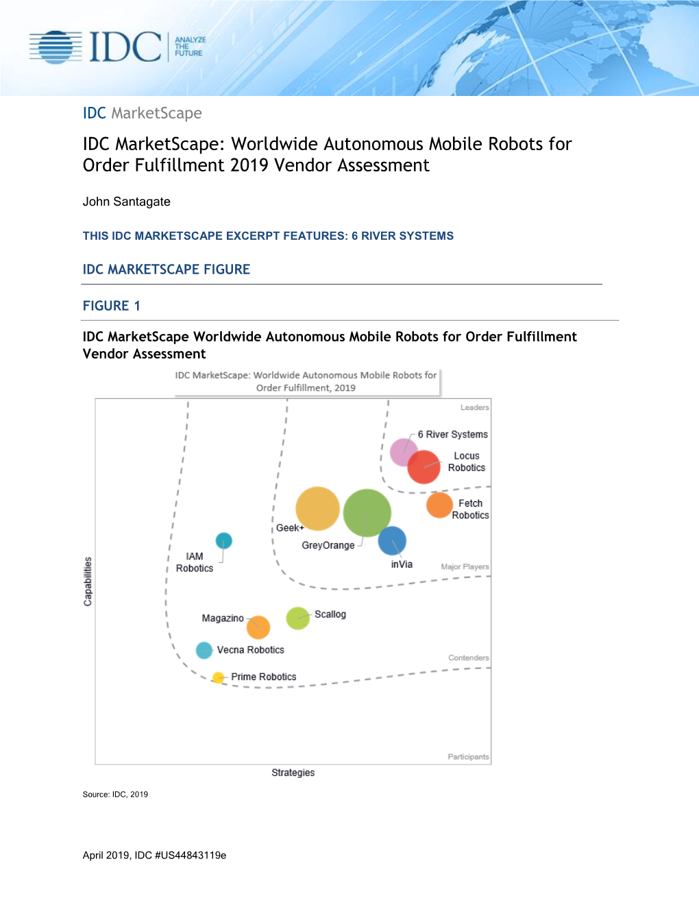 IDC Marketscape: Worldwide Autonomous Mobile Robots for Order Fulfillment 2019 Vendor Assessment