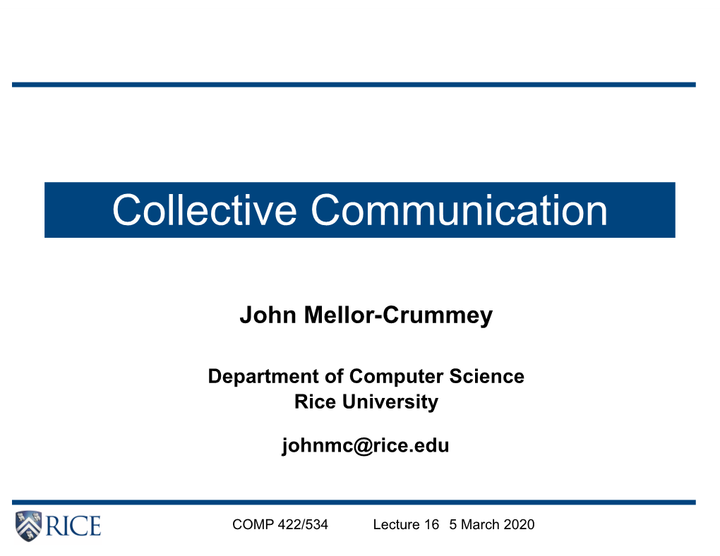 Lecture 16 5 March 2020 Group Communication