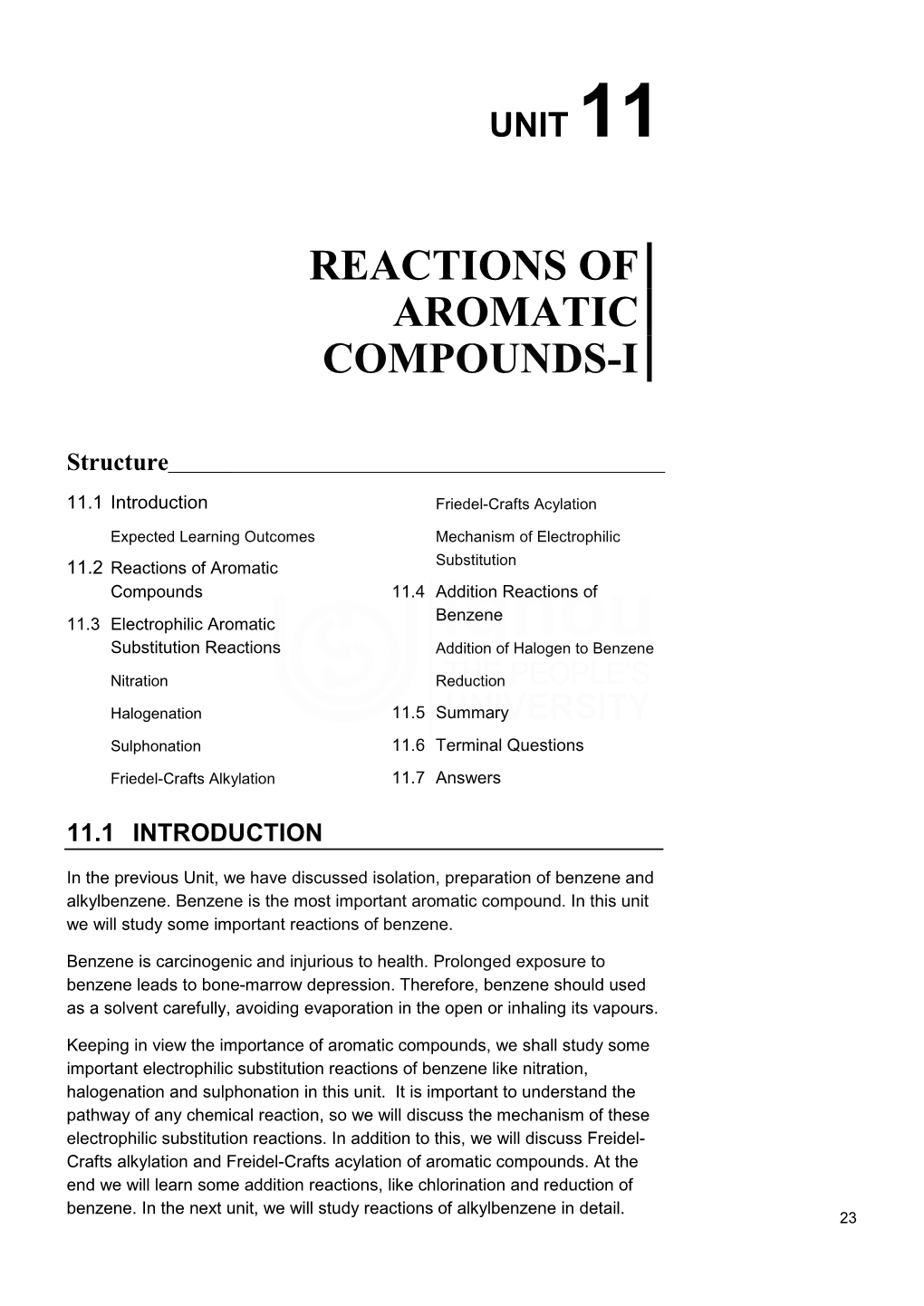 Reactions of Aromatic Compounds-I