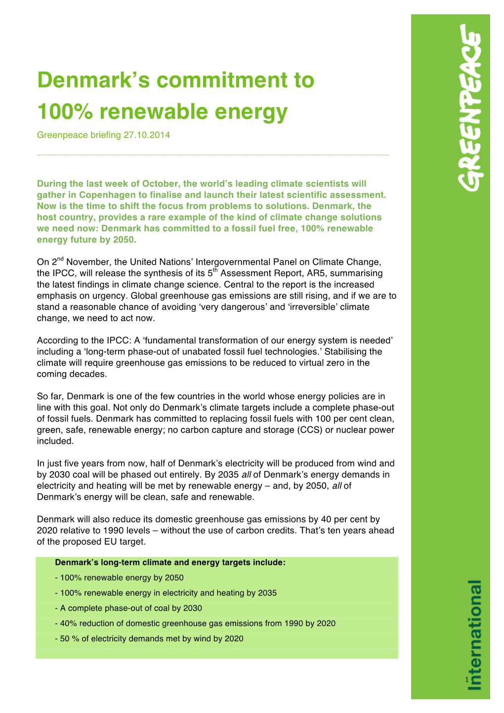 Denmark's Commitment to 100% Renewable Energy