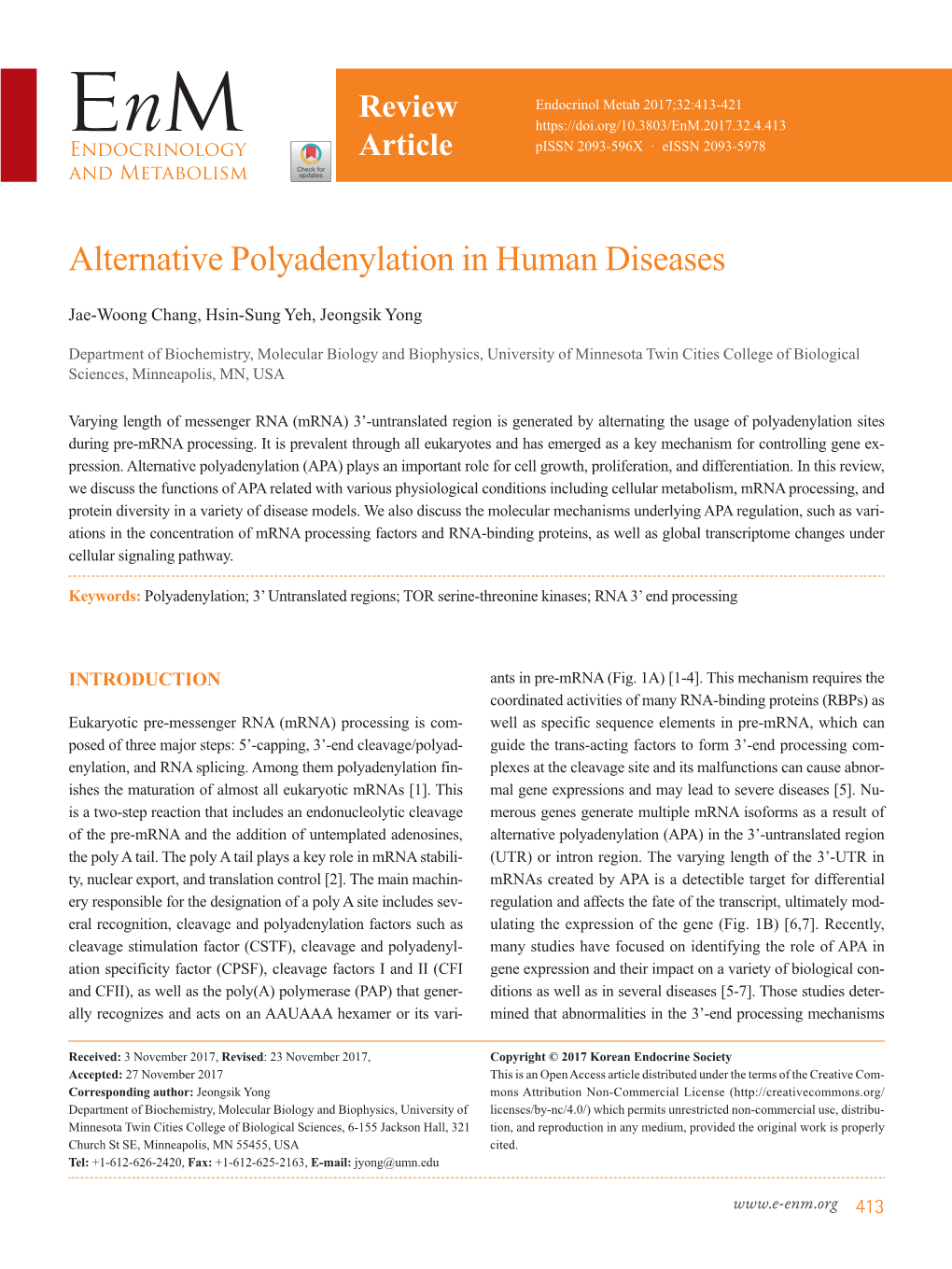 Alternative Polyadenylation in Human Diseases
