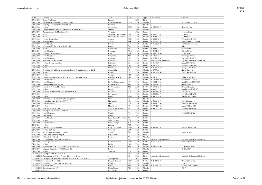 Calendrier 2001 22/03/01 21:24 Merci De M