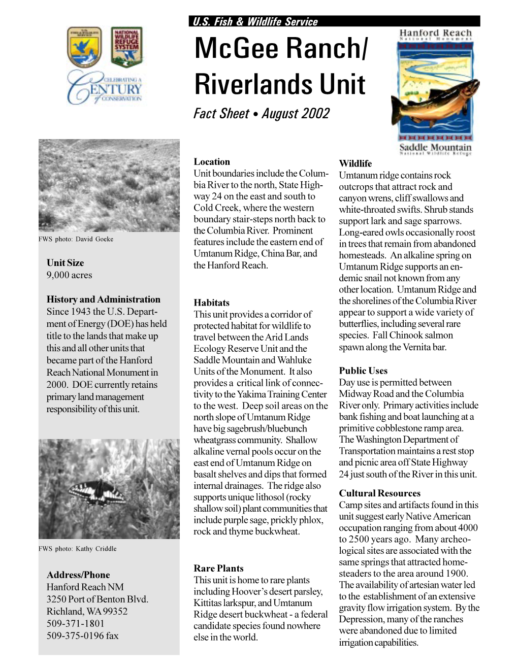 Mcgee Ranch/ Riverlands Unit