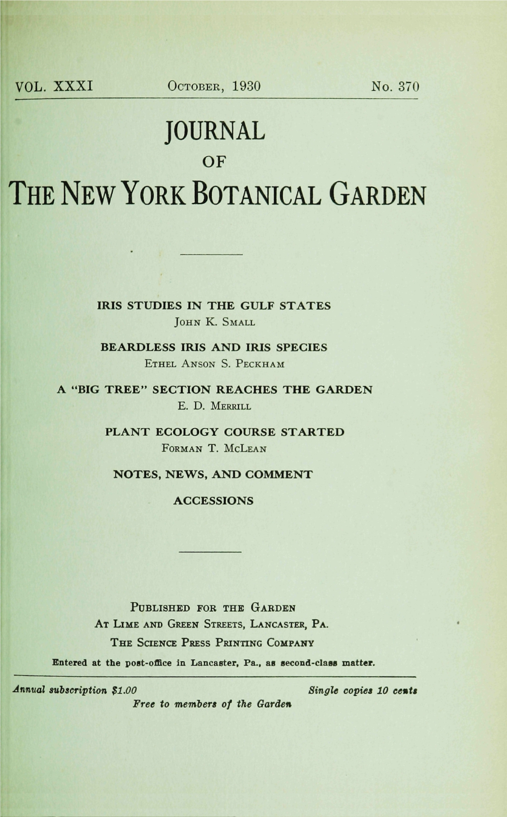 Journal the New York Botanical Garden