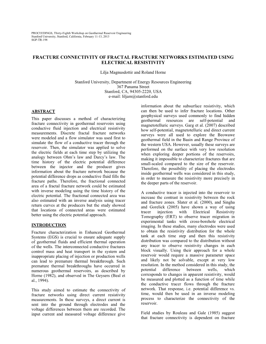 Fracture Connectivity of Fractal Fracture Networks Estimated Using Electrical Resistivity