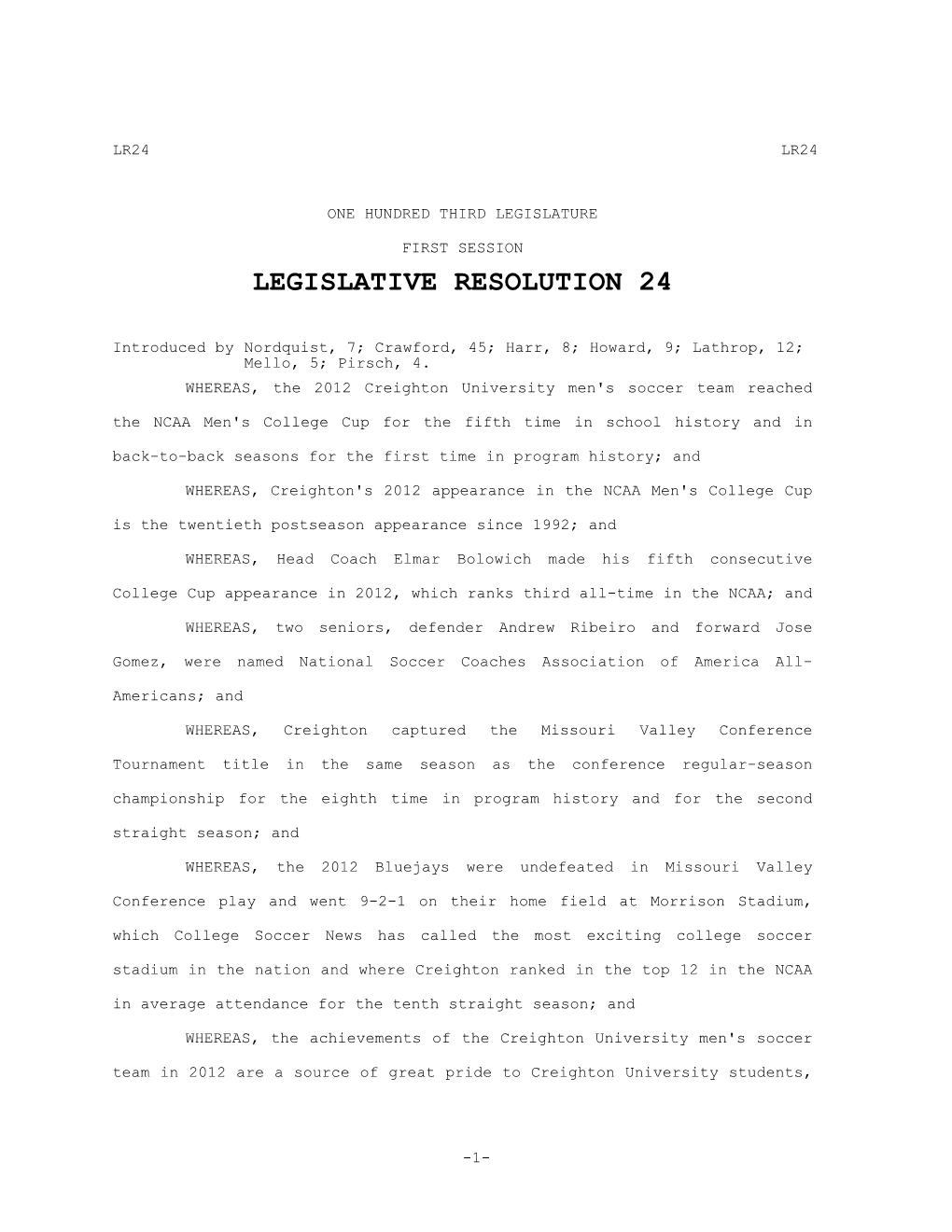 Legislative Resolution 24