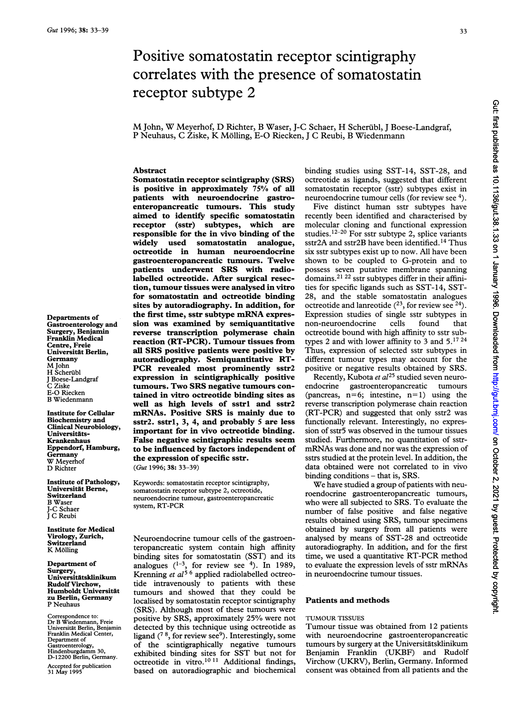 Positive Somatostatin Receptor Scintigraphy Correlates with the Presence of Somatostatin