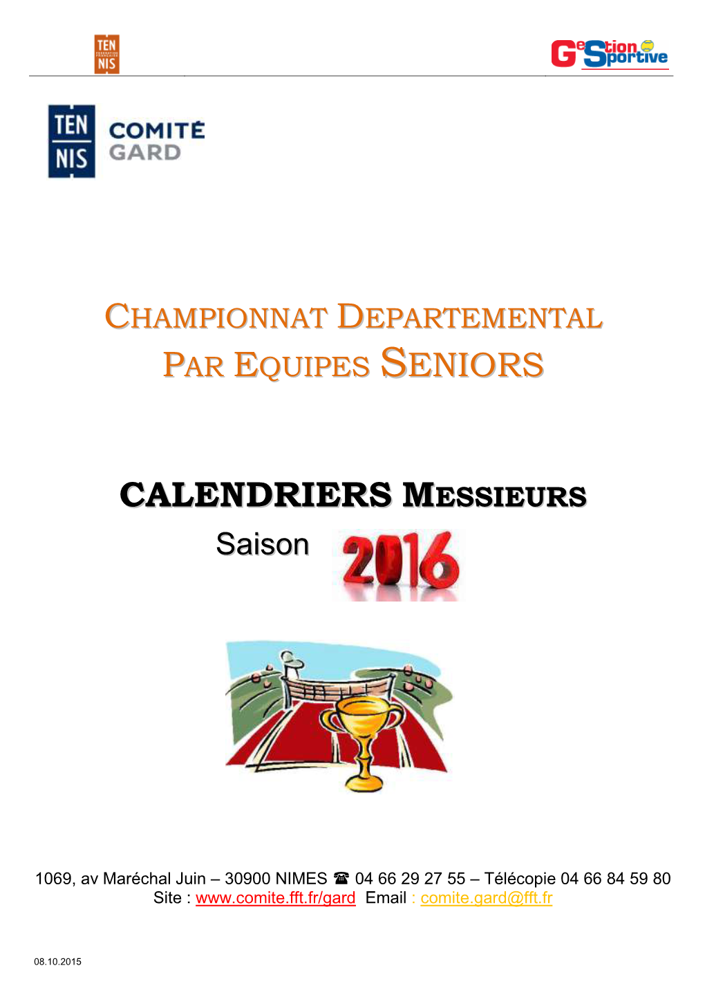 Calendriers Messieurs