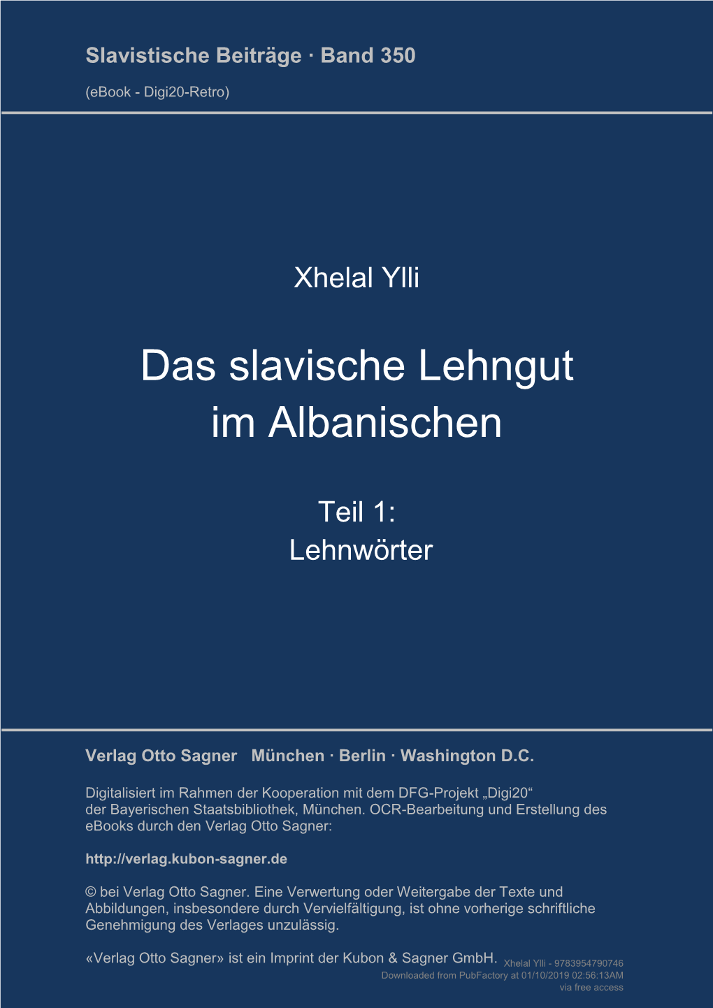 Das Slavische Lehngut Im Albanischen