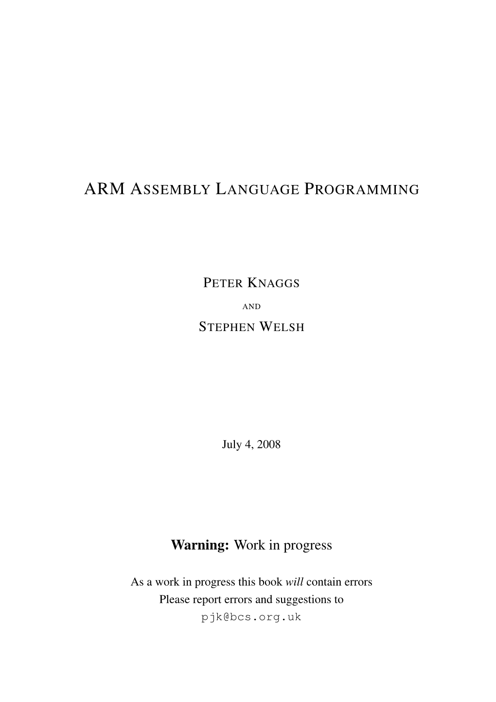 ARM Assembly Language Programming