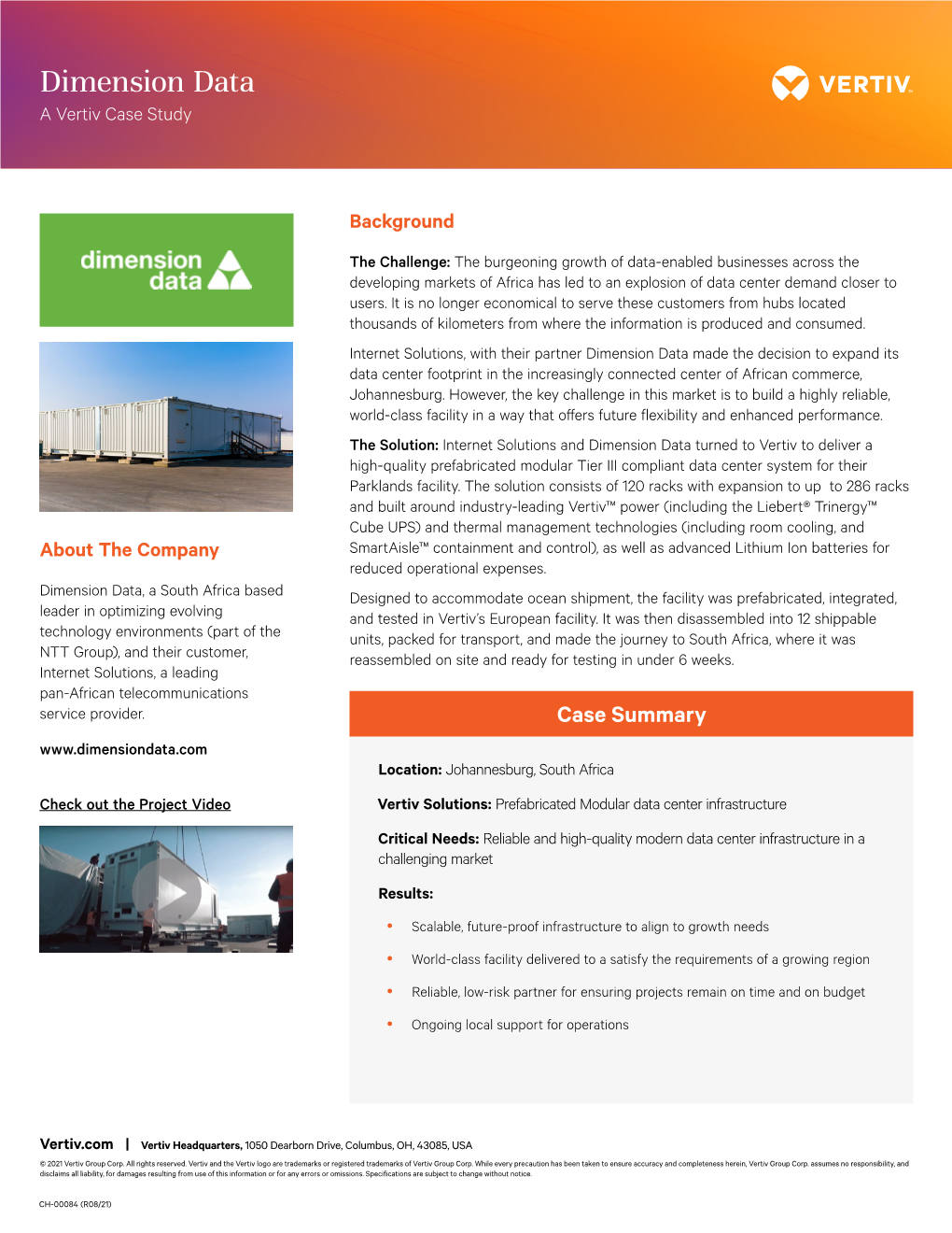 Dimension Data a Vertiv Case Study