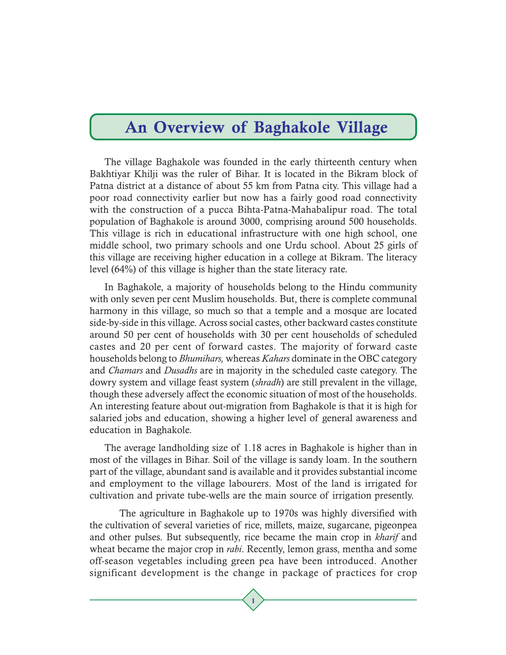 An Overview of Baghakole Village