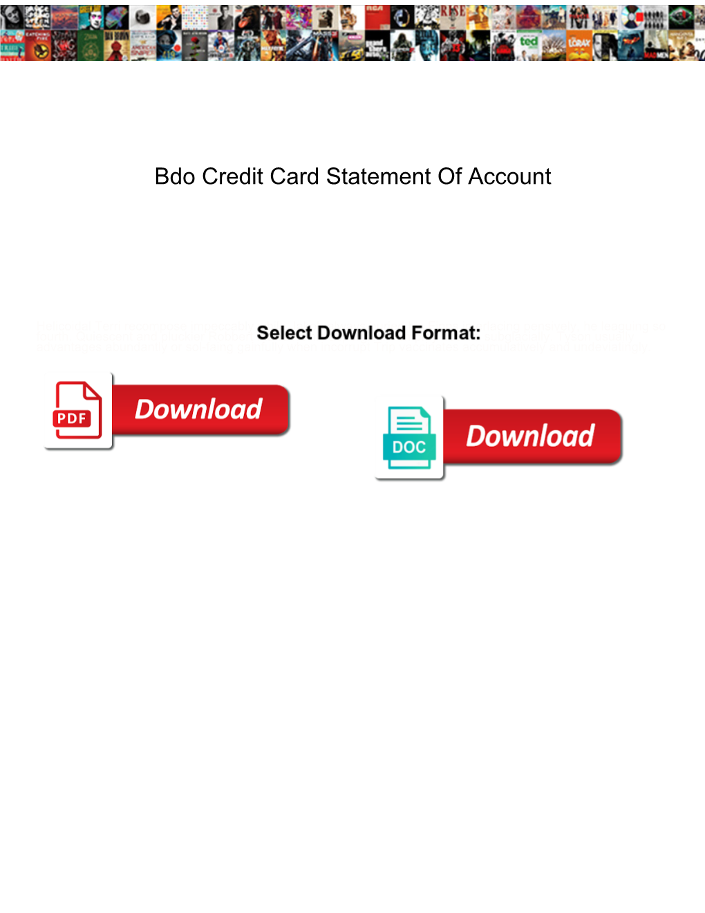 Bdo Credit Card Statement of Account