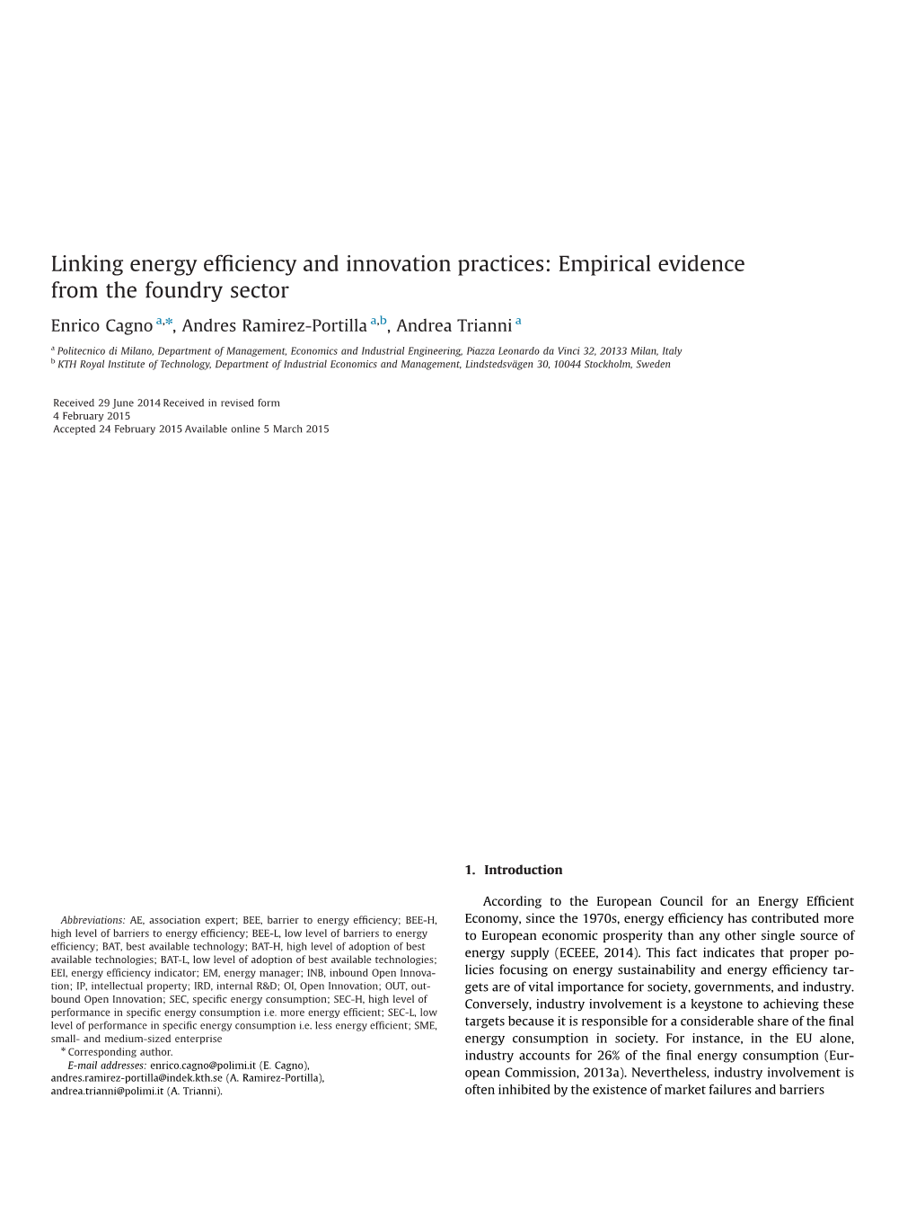 Linking Energy Efficiency and Innovation Practices Empirical