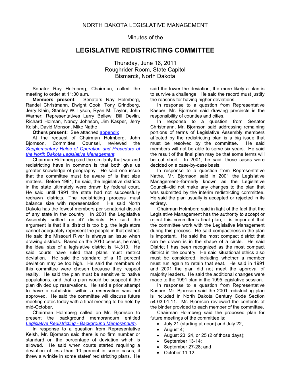 Legislative Redistricting Committee