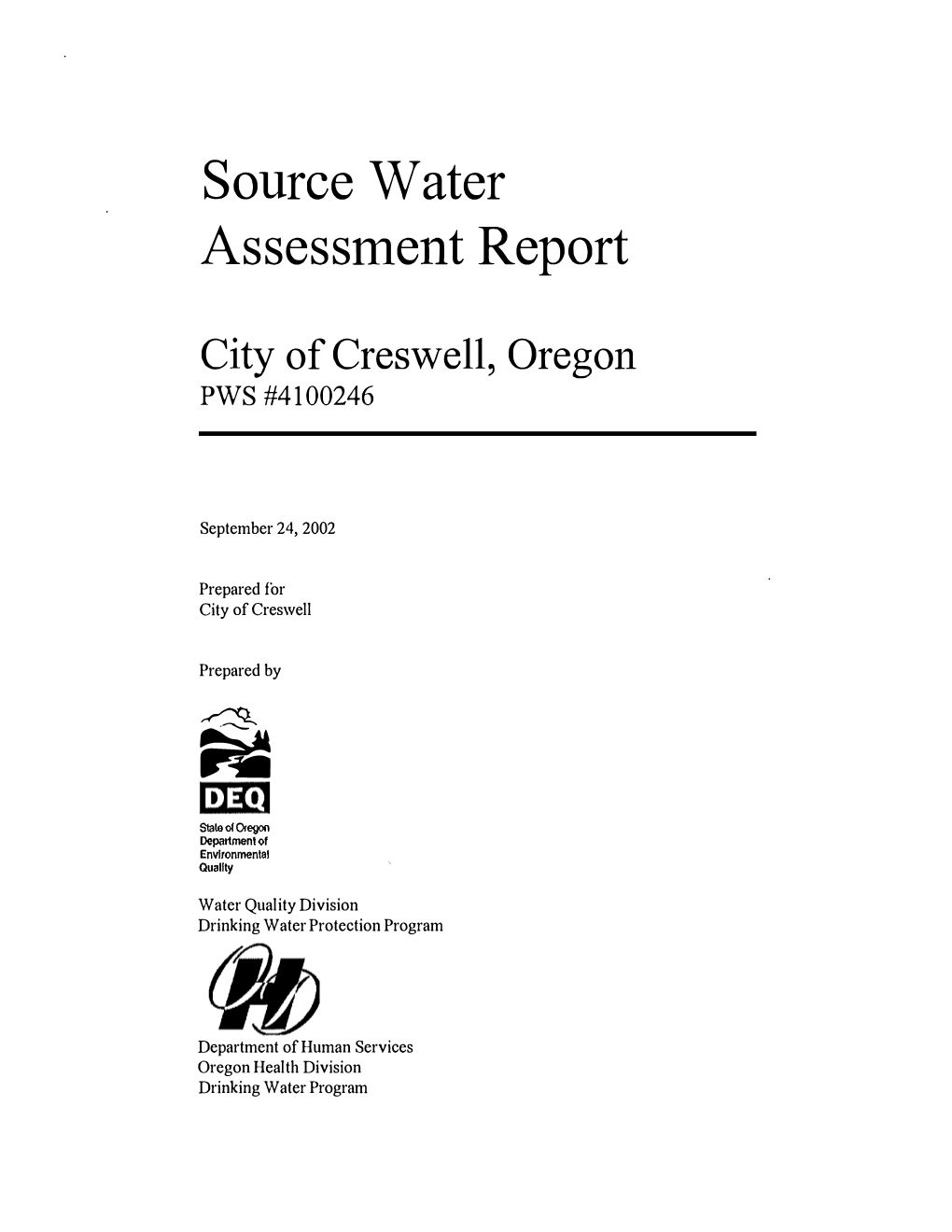 Source Water Assessment Report